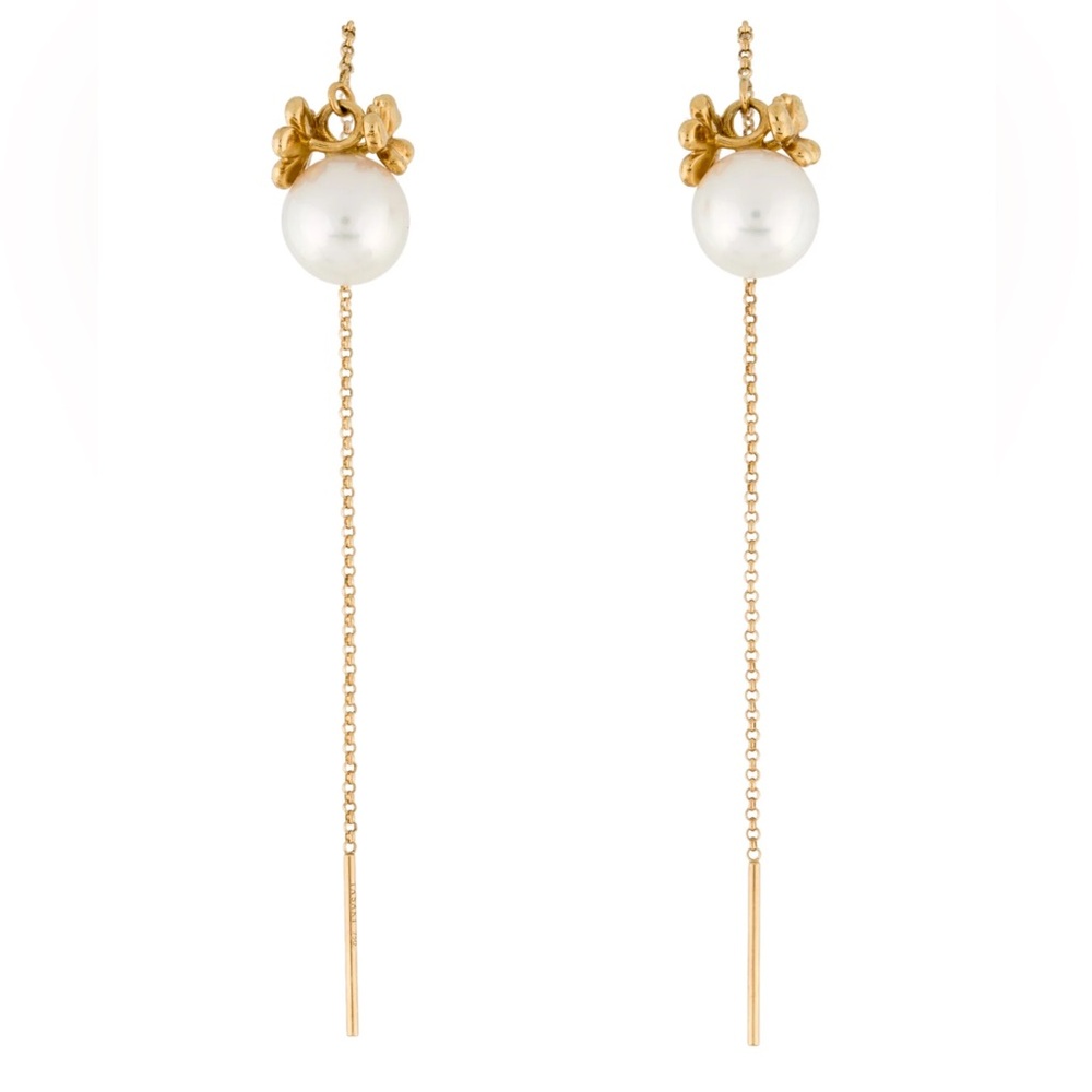 Tasaki 18K Pearl Drop Earrings in original box NEW